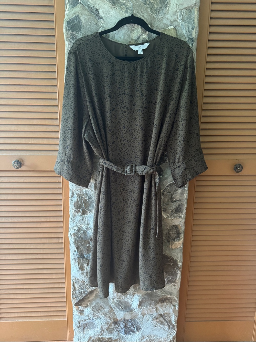 A MTL 1980-Belted Khaki Green Dress